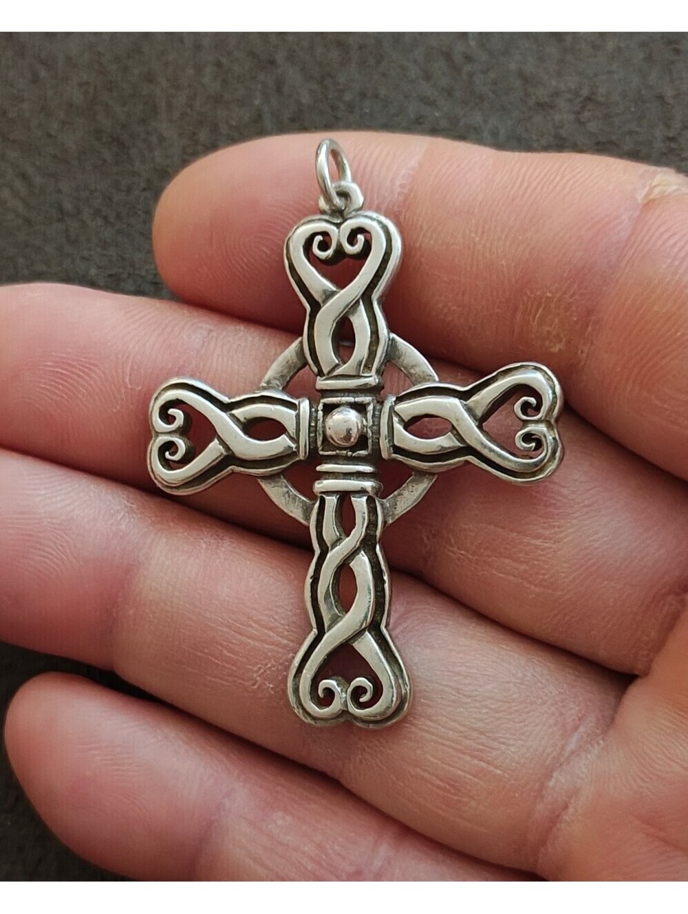 1980s/90s R.E. Piland Sterling Silver Celtic Cross Pendant Early Maker Mark REP